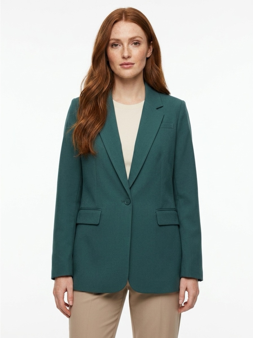 American Tall Blazer Single Button Notch Stretch Dark Green 10 XT